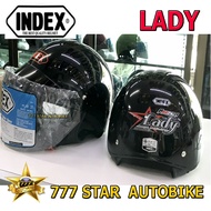 หมวกกันน็อค INDEX LADY  รุ่นเปิดหน้าครึ่งใบ หน้ากากสีชา (Size L: ขนาดรอบหัว 58-60 cm.) **แท้** = 1 ใบ