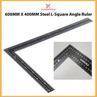 [READY STOCK] 600mm x 400mm BLACK STEEL TRY SQUARE RULER SESIKU ANGLE TRY SQUARE L SHAPE ANGLE RULER