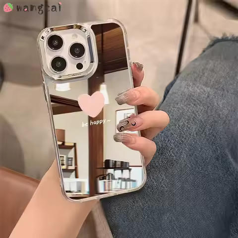 Love Heart Mirror Cover For Motorola Moto G22 E32 G75 G15 Power G05 G04S E15 S50 E22i E20 E13 E7 Edg