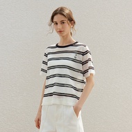 INMAN | Striped Embroidered Crewneck Thin Summer Womens Knitwear