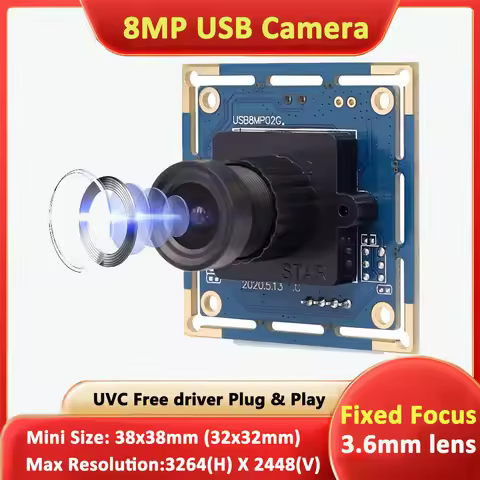 ELP 8mp USB camera module free driver mini micro USB video camera with 3.6mm many other lens optiona