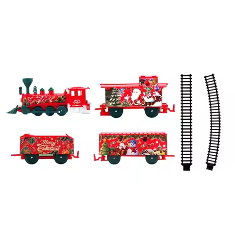 Christmas Train Set for Kids Battery Operated with Tracks and Lights Portable for Holiday Parties an