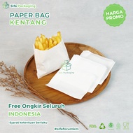 PUTIH French Fries Paper Bag Plain French Fries Paper Bag French Fries Snack Paper Bag White Paper B