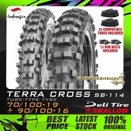 TAYAR KOMBO DELI/SWALLOW TYRE TERRA CROSS SB-114F/R 70/100-19 + 90/100-16 + TUBES FOR KAWASAKI TUBES