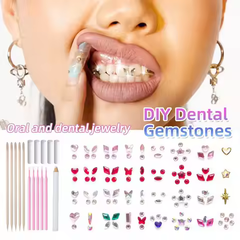Multi‑Shape Tooth Gem Kit Colorful Crystal Teeth Gems DIY Set with Resin 37% Acid Etchant LED Curing