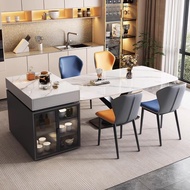 Light luxury bright rock slab table and chair combination small island integrated small kitchen sepa