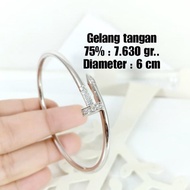 GELANG TANGAN EMAS / MAS PUTIH 75% BERAT 7.630 GRAM DIAMETER 6CM..