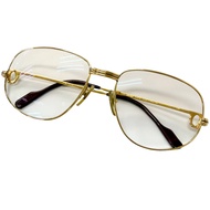 狀況極佳 □Cartier復古 Trinity de Cartier 眼鏡，金色和勃根地酒紅色，尺寸 58□18-135，可搭配近視鏡，法國製造，男士款。