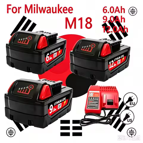 Battery 9.0Ah/12.0Ah/6.0A M18 18V Replacement For Milwaukee M18B5 XC Li-ion battery Charger, BR, 48-