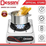 DESSINI ITALY Auto Ignition 8 Jet Gas Cooker Propane LPG Hob Burner Cooktop Tabletop Stainless Steel
