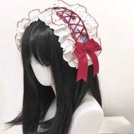 Red Bow Headband Sweet lolita Hair Accessories lo Lady lolita Headwear Elegant Lace lolita