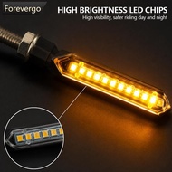 FOREVERGO 2pcs 12V Motorcycle LED Turn Signal Light Flowing Water Amber Blinker Indicators Light Lam