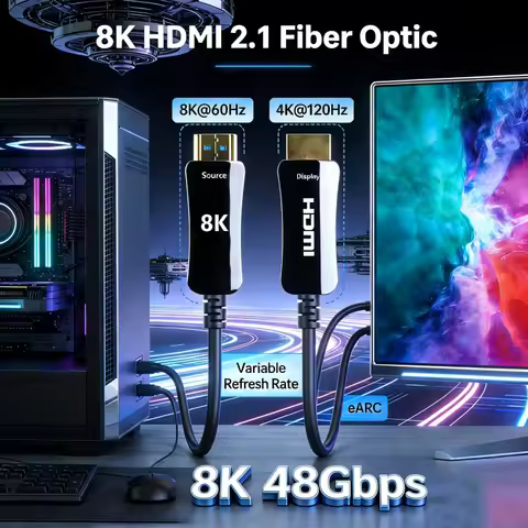 Ultra High Speed 8K 60Hz HDMI 2.1 Fiber Optical Cable 4K 120Hz 2.0 48Gbps HDR eARC 3D HDCP Zinc allo
