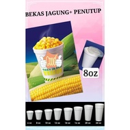 8oz Disposable Foam Cup with lids  /Sweet Corn Cup/Party Cup/Cawan Pop Corn