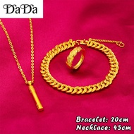 Original 916 Gold Pawnable Colorfast Necklace Bracelet Ring Set Colorfast Engagement Jewelry Accesso