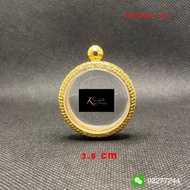 Laser gold plated amulet casing for round amulet