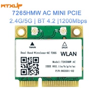 7265HMW 876Mbps Dual Band 2.4G+5G Wifi Kad PCI-E Mini Wayarles Bluetooth 4.0 untuk 7260 8260 8265 82