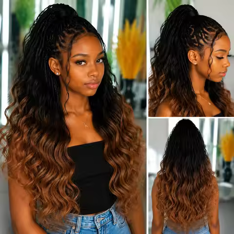 T1B/30 Highlight Human Crochet Hair Extensions Miracle Knots Invisible Knotless Pre Separated Body W