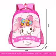 38cm Sanrio Kuromi Melody Cinnamoroll Girl Beg Sekolah Rendah Budak Perempuan Primary Mechamato Bobo