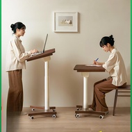 Jiayi Solid Wood Adjustable Height Computer Desk, Movable Bedside Table, Home Office Study Desk, Sim