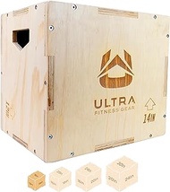 Ultra Fitness Gear Plyo Box - Wooden 3-in-1 Plyometric Jump Box for Training - Squat, Step Up, Box Jumps &amp; More - Workout Box Size in S, M, L &amp; XL - Home Gym Exercise Equipment