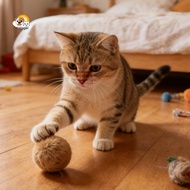 [Calager]  Fuzzy Fun Cat Chasing Ball Safe Cat Toy Soft Fluffy Furry Ball Cat Toy – Washable Fuzzy C