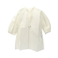 [มือสอง] เสื้อ Chloe คอผูก ผ้าฝ้ายออร์แกนิกป๊อปลิน CHC24SHT1814124U38 สีขาว เสื้อเชิ้ตผ้าฝ้าย สำหรับ