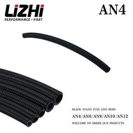 LIZHI RACING - 4 AN Pro's Lite Black  Braided Racing Hose Fuel Oil Line  350 PSI 0.3M LZ7311-1