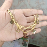 2-layer lv gold titanium bracelet