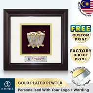 (JS Pewter) Solid Frame 10"x10" Gold Plated PEWTER  | Rebana Ubi | Souvenir | Corporate Gifts | MALA