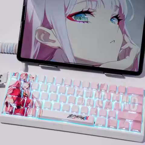 130 Keys DARLINGintheFRANXX 02 Keycaps Anime Translucent DYE-SUB Key Cap PBT Cherry Profile for Mech