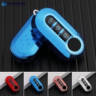 HOMEDECOR Car Flip Key Case Cover TPU Auto Shell Fob 3 Buttons for Fiat Ducato 500 500L Panda Grande