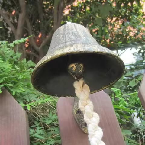 B68C 1Pcs Big Vintage Cast Iron Doorbell Bell Wrought Iron Wall Decoration Pendant Home Garden Porch