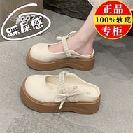 women shoes mary jane shoes Genuine Leather Mary Jane Slip-On Sandals - Comfortable Summer Footwear