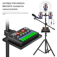 Microphone Stand Tray, Mic Stand Tray with Phone Holder Adjustable Clamp On 6.53" × 8.97" Shelf for Boom Stand Tripod Music Stand Accessories for Singing Podcast Recording Stage