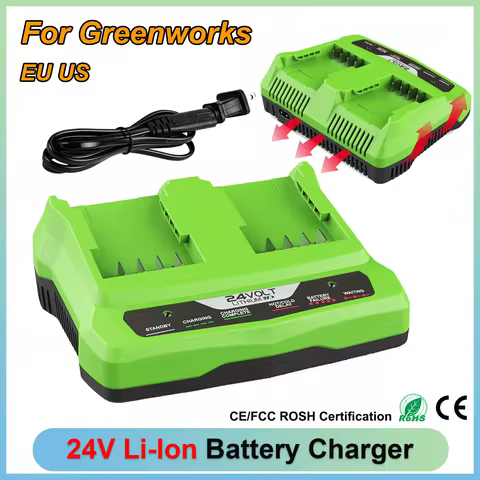 For Greenworks 24V Charger Dual Port 2A Lithium Battery Charger Compatible for Greenworks 24V Li-ion