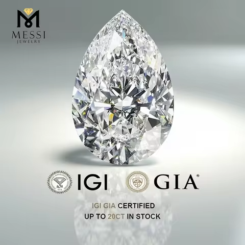 Pear Shape Lab Grown Diamonds With IGI Certificate CVD HPHT 1ct 1.5ct 2ct 2.5ct 3ct 5ct Laboratory C