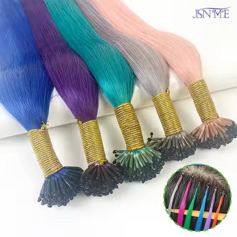 8D Color Hair Extensions Real Human Hair Fusion Blue Purple Pink Grey 613 Color 20" Inch 100% Human 