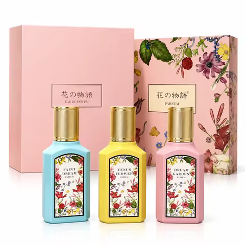 Floral Perfume Set for Women 3pcs - Colorful Bottle Fragrance Gift Box - Faint Dream Venus Flower Dr