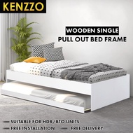 Free Installation🚚🆓KENZZO : Wooden single pull out bed frame 🛏️ | bedframe single/ pull out bed/free