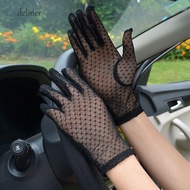 DELMER Short Gloves Mesh Women Sexy Driving Lattice Mittens Driving Gloves