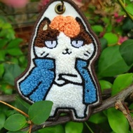 動物系列 貓咪鑰匙圈 毛巾繡 立體刺繡 貓咪 刺繡雙面鑰匙圈