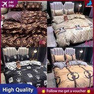 【Available】3PCS Set Cucci Lv London Boy Bedsheet Fashion Soft Family Best Bedsheet Single Queen Twin King Size