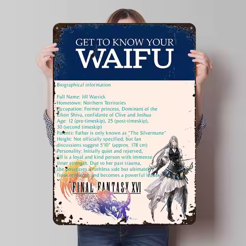Final Fantasy XVI: Jill Warrick Profile Poster Customized Wall Art Vintage Metal Signs Retro Tin Pla