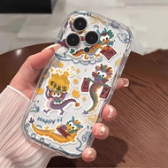 Full Screen Dragon Phone Stand Phone Case Compatible for IPhone 7 XR 6s 6 8 Plus 14 11 13 12 Pro Max X XS Max SE 2020 Creative wave cream phone case