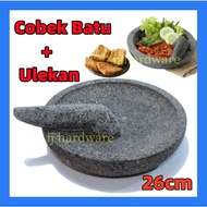 26cm 🔥HOT ITEM🔥COBEK BATU + 🆓ULEG BATU Gesek Cobek Batu & Ulekan Pestle /Cobek batu Murah asli batu 