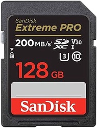SanDisk Extreme PRO SDSDXXD-128G-GHJIN SD Card, 128 GB, SDXC Class 10, UHS-I V30, Read Up to 200 MB/s, New Package