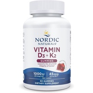 Nordic Naturals Vitamin D3 + K2 Gummies, Pomegranate - 60 Gummies - 1000 IU Vitamin D3 + 45 mcg K2 -