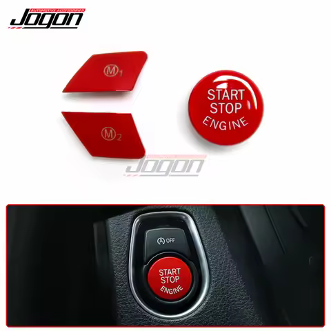 RED Replace Steering Wheel M1 M2 Button With Engine Start Stop Button Cover Trim For BMW F48 F87 F80