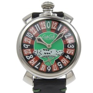 二手 Gaga Milano Manuale 48 Las Vegas 手錶，不鏽鋼和皮革，手動上鍊，模擬顯示，男士款。